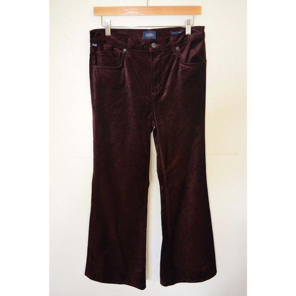 Citizens of Humanity Kimberly Velvet 70's Flare Pants Burgundy - Picture 3 of 7